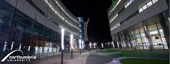 Newcastle Business School at night